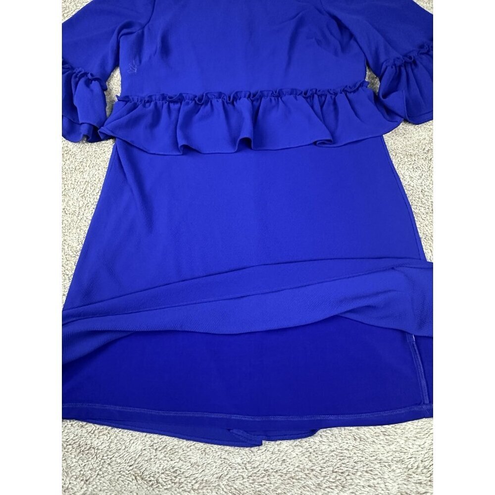 Lauren Ralph Lauren Elbow Ruffle Sleeve Dress in Royal Purple Size 12 - Picture 4 of 15